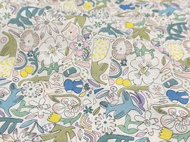 my piece of fabric 手描きフラワーの60ローンプリントオフ白地