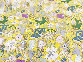 my piece of fabric 手描きフラワーの60ローンプリントイエロー地