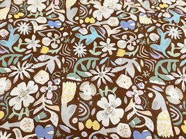 my piece of fabric 手描きフラワーの60ローンプリントブラウン地