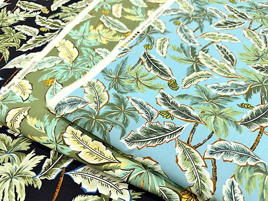 ヴィンテージ調ブロードプリント「レトロ・パームツリー」