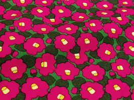 コットンこばやし ミニ椿のブロードプリント緑地