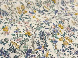 Exclusive Collection 60ローンプリント「Birds & Flowers」グレージュ