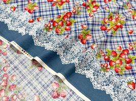 シーチングプリント un/no「Strawberry Antiquecheck」_拡大イメージ