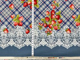 シーチングプリント un/no「Strawberry Antiquecheck」_拡大イメージ