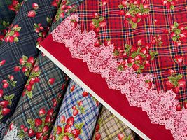 シーチングプリント un/no「Strawberry Antiquecheck」_拡大イメージ