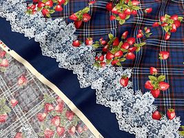 シーチングプリント un/no「Strawberry Antiquecheck」_拡大イメージ