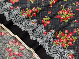 シーチングプリント un/no「Strawberry Antiquecheck」_拡大イメージ