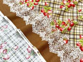 シーチングプリント un/no「Strawberry Antiquecheck」_拡大イメージ