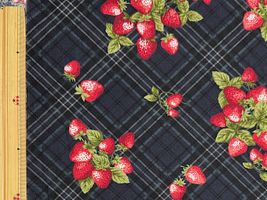 シーチングプリント un/no「Strawberry Antiquecheck」ブラック×ネイビー