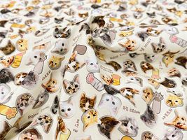 「シャカにゃん」のインクジェットシーチングプリント_拡大イメージ