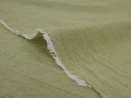 先染めワッシャー エコシャンブレー無地カーキグリーン