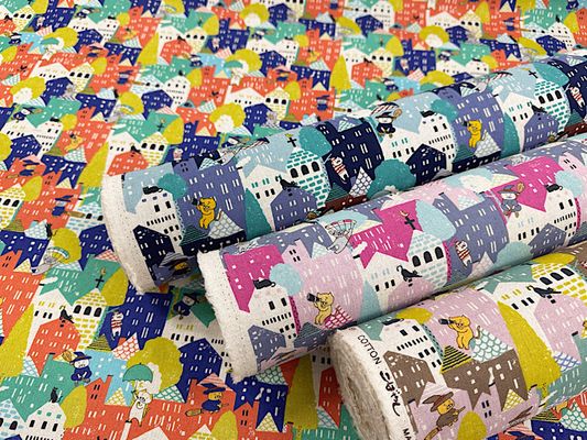 コットンこばやし綿麻キャンバスプリント「魔女っこ猫」