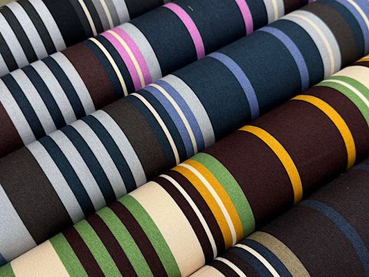 マルチカラーの11号帆布プリント「ストライプ」