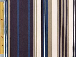 マルチカラーの11号帆布プリント「ストライプ」ベージュ×茶系