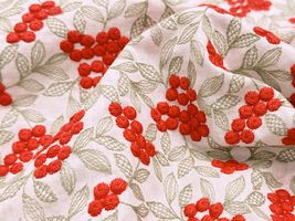 Exclusive Collection 特別な木の実刺しゅうのコットンローンレースオフ白地