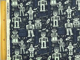 moda シーチングプリント「SPACE ROBOT」NIGHT SKY