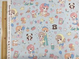 Saori Oguchi Fabric collection ガーリーレトロのスケアープリントペールブルー