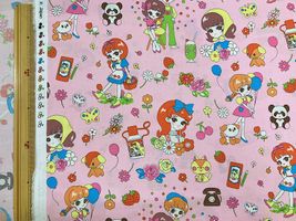 Saori Oguchi Fabric collection ガーリーレトロのスケアープリントライトピンク