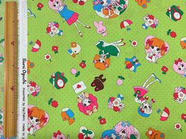 Saori Oguchi Fabric collection ファンシーガールのスケアープリントライトグリーン
