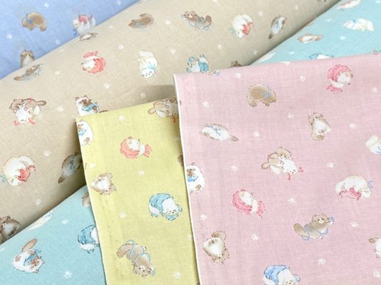 ふんわり子猫のシーチングプリント