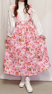 シーチングプリント un/no「水玉＆ケーキのティーパーティー」_拡大イメージ