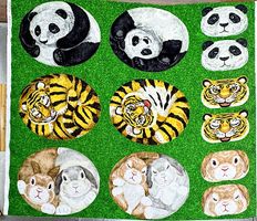 コッカ 丸まる動物のシーチングパネルプリントアニマル