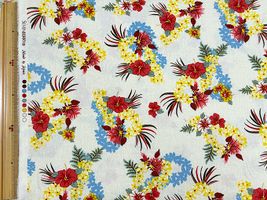 南国ブロードプリント「ハイビスカス・レイ」アイボリー