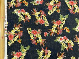 南国ブロードプリント「ハイビスカス・レイ」ブラック