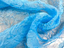 ワッシャー加工のシャイニーオーガンジー水色