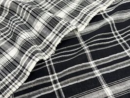 【現品限り特価】新潟県産綿麻先染モノトーンフクレチェック_拡大イメージ
