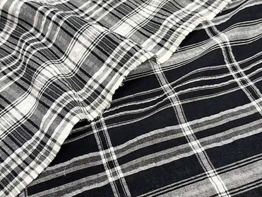 【現品限り特価】新潟県産綿麻先染モノトーンフクレチェック