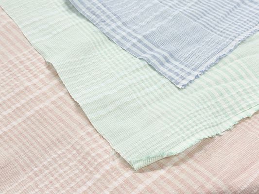 【現品限り特価】ペールカラーの新潟県産綿麻先染チェック