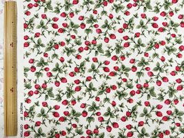 コットンこばやしツイルプリント「使いやすいイチゴ」オフホワイト