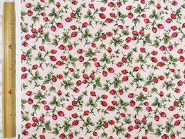 コットンこばやしツイルプリント「使いやすいイチゴ」ペールピンク