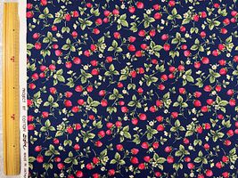 コットンこばやしツイルプリント「使いやすいイチゴ」ネイビー