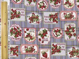 シーチングプリント un/no「Tartancheck×strawberry」ラベンダー