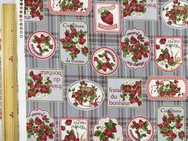 シーチングプリント un/no「Tartancheck×strawberry」グレー