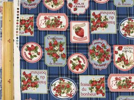 シーチングプリント un/no「Tartancheck×strawberry」ネイビー