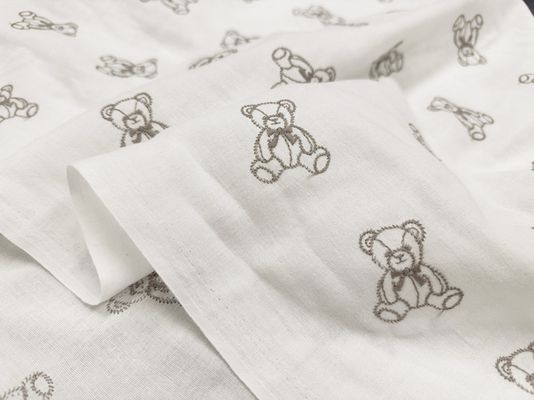 大塚屋オリジナル刺しゅう「My Teddy Bear」オフホワイトのダブルガーゼ