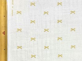 コットンこばやし ラメリボンのダブルガーゼアイボリー×金ラメ