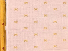 コットンこばやし ラメリボンのダブルガーゼパウダーピンク×金ラメ