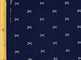 コットンこばやし ラメリボンのダブルガーゼネイビー×銀ラメ