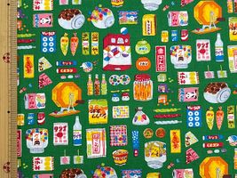 駄菓子屋さんの布 -DAGASHI-グリーン