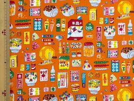 駄菓子屋さんの布 -DAGASHI-オレンジ