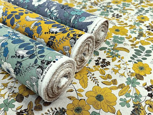 Exclusive Collection 綿麻シーチングプリント「フラワー・ウィンド」