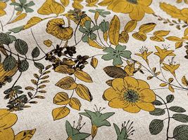 Exclusive Collection 綿麻シーチングプリント「フラワー・ウィンド」ナチュラル地