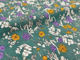 Exclusive Collection 60ローンプリント「Dual Flower」グリーン地