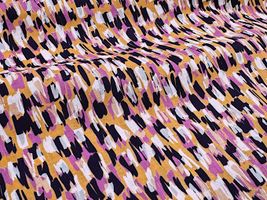 Exclusive Collection 幾何ペイントの60ローンプリントオレンジ地×ピンク