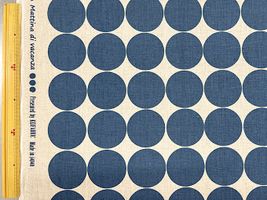 北欧調広幅綿麻キャンバスプリント「ラインナップドット」ネイビー