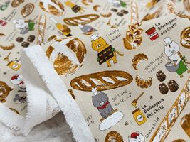 コットンこばやしコットンキャンバスプリント「ねこベーカリー」_拡大イメージ